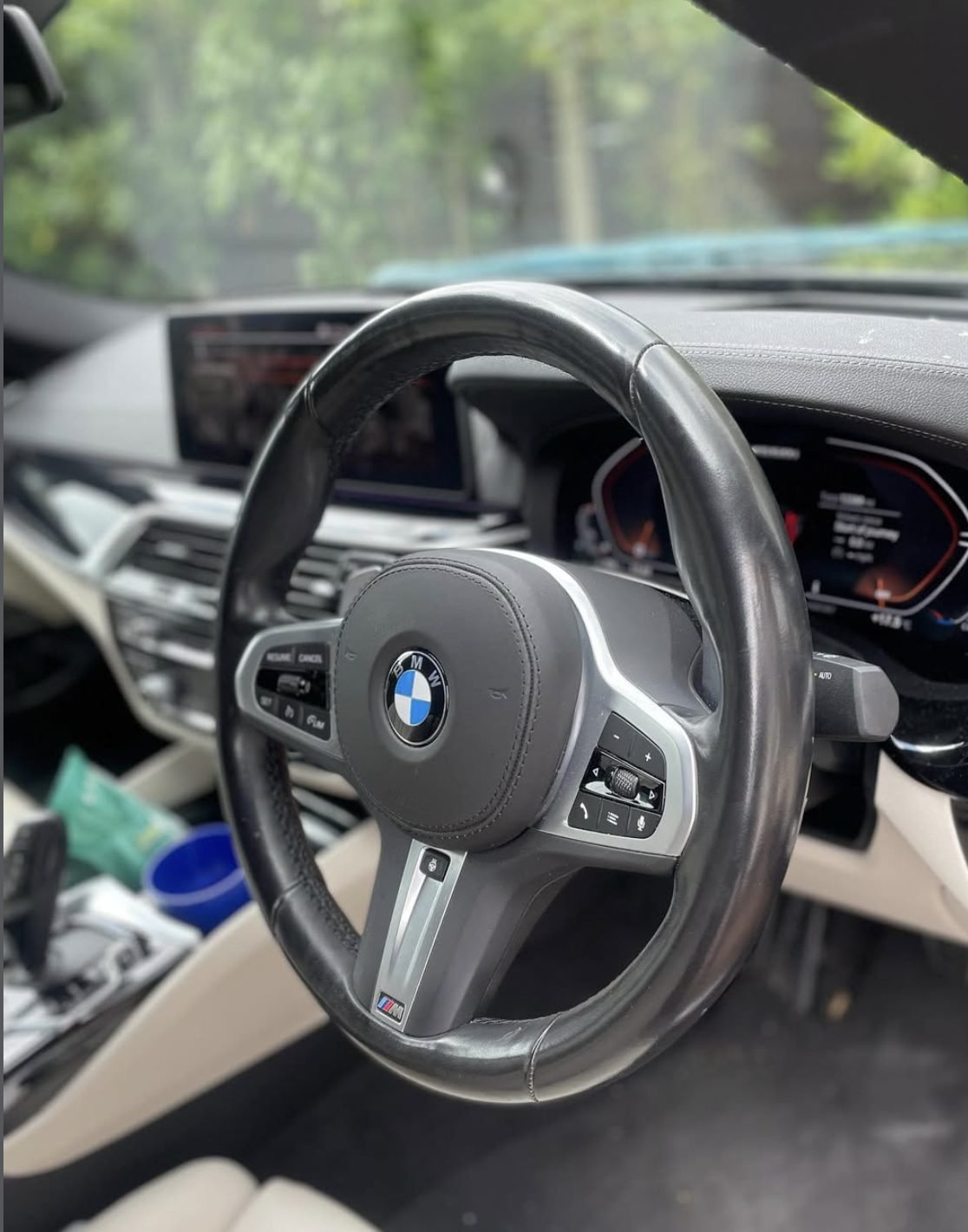 Valeted BMW interior with cream leather